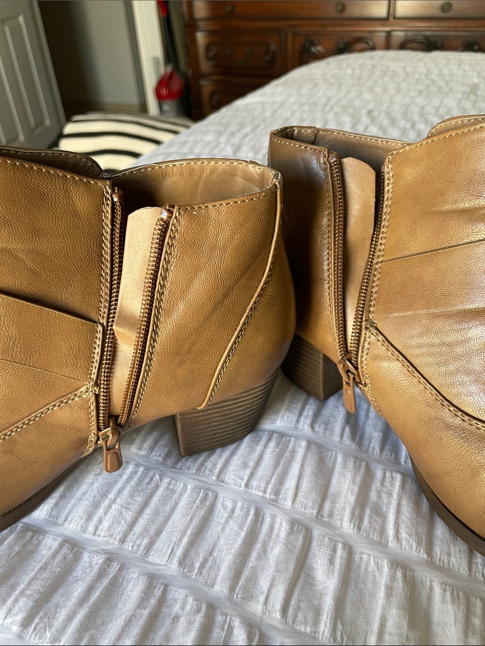 Cathy Jean Cognac Buckle Ankle Booties - Picture 3 of 6